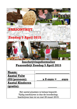 Inschrijvingsformulier Paasontbijt Zondag 5 April 2015 Naam