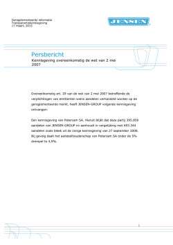 JENSEN-GROUP - Transparantiekennisgeving (17.3.2015)