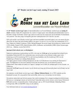 42ste Ronde van het Lage Land, zondag 22 maart 2015