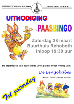 Uitnodiging Paasbingo zaterdag 28 maart 2015