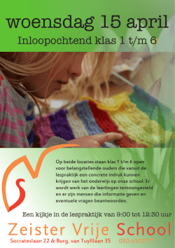 inloopdag 15 april - Zeister Vrije School