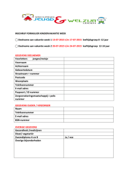 INSCHRIJF FORMULIER KINDERVAKANTIE WEEK ⃝ Deelname