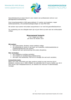 Waarnemend huisarts gezondheidscentrum Assen-Noord