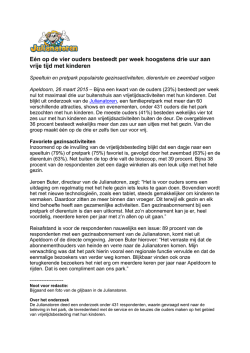 E&eacute;n op de vier ouders besteedt per week hoogstens drie uur aan