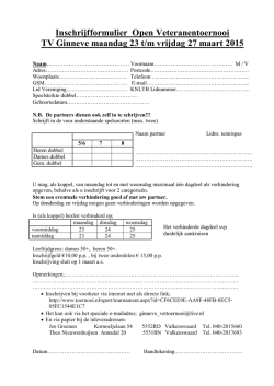 Inschrijfformulier Open Veteranentoernooi TV