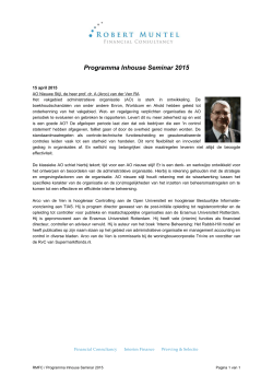Programma Inhouse Seminar 2015