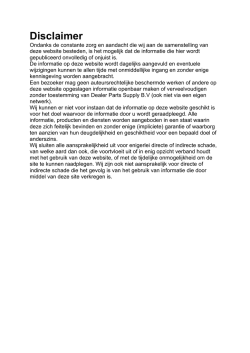 Disclaimer - Dealer Parts Supply BV