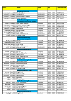 Indeling kantinediensten 2015 Goede lijst 23