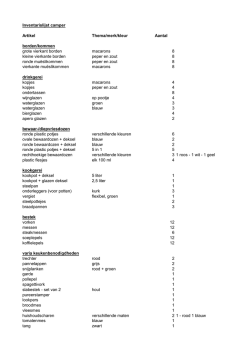Inventarislijst camper Artikel Thema/merk/kleur