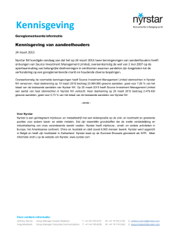 Nyrstar - Kennisgeving van aandeelhouders (24.3.2015)