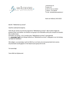 Hoek van Holland, 26-03-2015 Betreft
