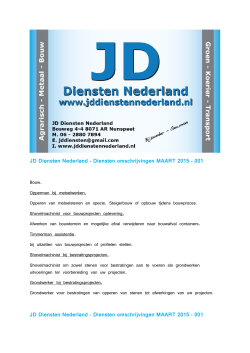 JD Diensten Nederland – Diensten omschrijvingen MAART 2015
