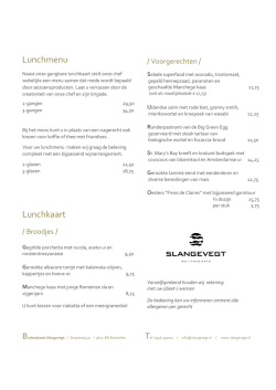 Lunchmenu Lunchkaart - Buitenplaats Slangevegt