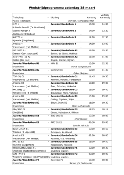 Wedstrijdprogramma zaterdag 28 maart