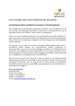 Focus Orange trekt Jeroen Hilbrands aan als partner
