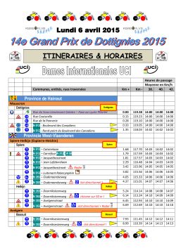 ITINERAIRES & HORAIRES ITINERAIRES