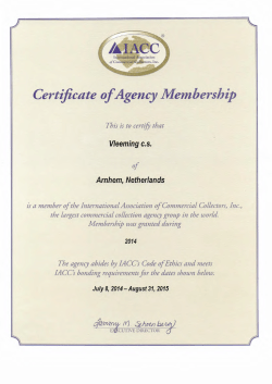 JÂIACC` Certificate ofAgency Membership - vleemingcs