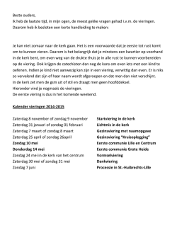 Catechese agenda - Federatie Neerpelt