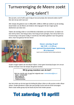 Gymvereniging: Open testdag 18-4