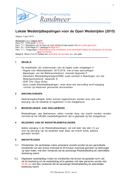 Lokale Wedstrijdbepalingen voor de Open Wedstrijden (2015)