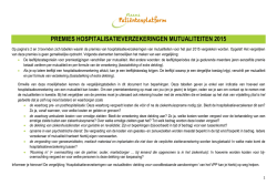 PREMIES HOSPITALISATIEVERZEKERINGEN MUTUALITEITEN