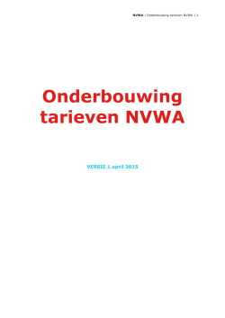 Onderbouwing NVWA tarieven 1 april 2015