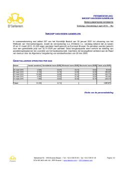 D`Ieteren - Inkoop van eigen aandelen (3.4.2015)