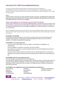 Informatie ALTI / MBTI Persoonlijkheidsindicator - I