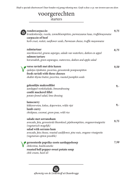 dinermenu - restaurant van puffelen