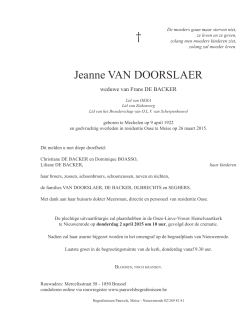 Jeanne VAN DOORSLAER † - Home. pauwels begrafenissen