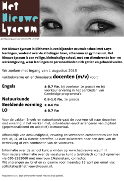 vacatures - Het Nieuwe Lyceum