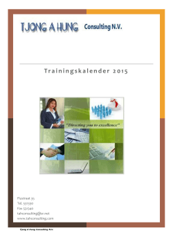 Trainingskalender 2015 - Tjong A Hung Consulting