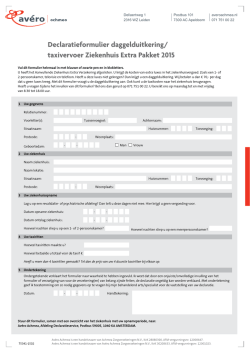 taxivervoer Ziekenhuis Extra Pakket 2015
