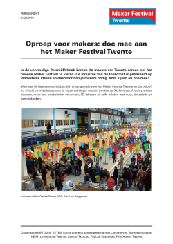 Oproep voor makers: doe mee aan het Maker Festival Twente