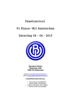 Programmaboekje Paastoernooi BWA2015 - FC Blauw