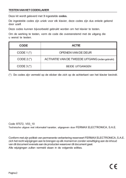 Handleiding Memokey NCity 100 codes