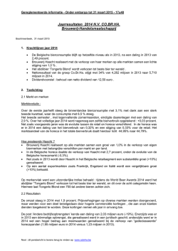 Jaarresultaten 2014 N.V. CO.BR.HA. Brouwerij
