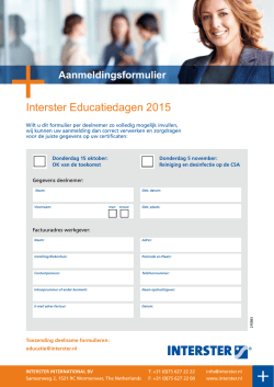 Inschrijfformulier Interster Educatie Programma 2015