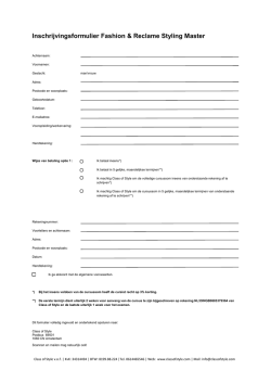 Inschrijvingsformulier Fashion & Reclame Styling