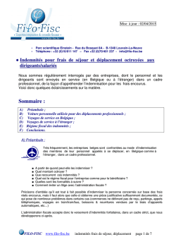 Indemnit&eacute;s pour frais de s&eacute;jour et d&eacute;placement octroy&eacute;es - Filo-Fisc