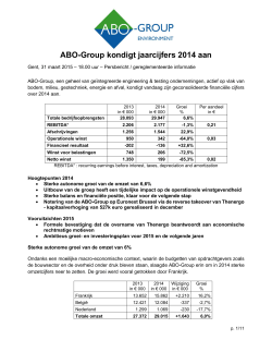 ABO-Group kondigt jaarcijfers 2014 aan (31.3.2015)