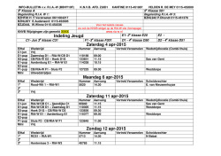Indeling Jeugd Zaterdag 4 apr-2015 Maandag 6 apr-2015 - RIA-W