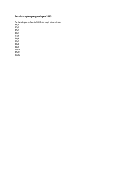 Betaaldata pleegvergoedingen 2015