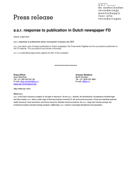 a.s.r. response to publication in Dutch newspaper FD