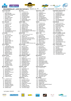 deelnemerslijst - liste des partants 5/04/2015