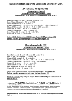 Duivenmaatschappij &ldquo;De Verenigde Vrienden&rdquo; ONK ZATERDAG 18
