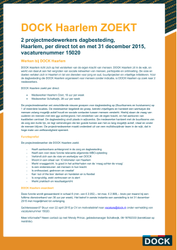 DOCK Haarlem ZOEKT 2 projectmedewerkers dagbesteding