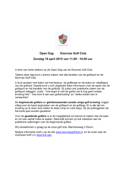 Open Dag Doornse Golf Club Zondag 19 april 2015 van 11.00