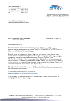 Brief NPO insturen D en W bestanden PV