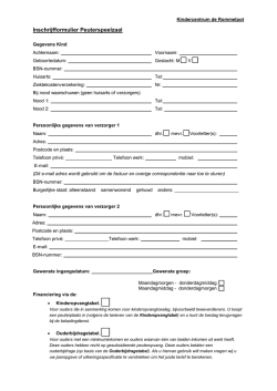 Inschrijfformulier PSZ - kindercentrum De Rommelpot